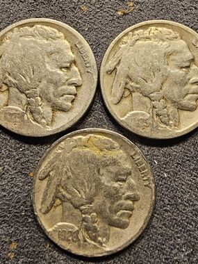 Vintage Buffalo Nickels, 1923, 1925 And 1026 Collectible Coins